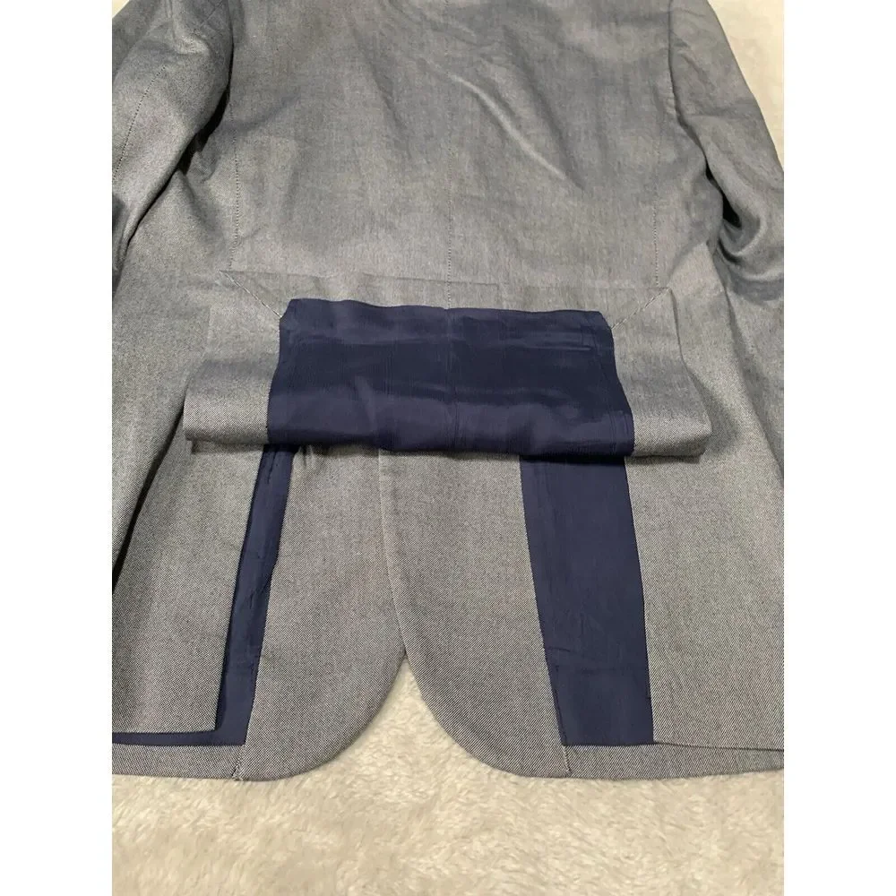 J Crew Thompson Mens Cotton Blue White Sport Blazer Jacket Size 38R 2‎ Button